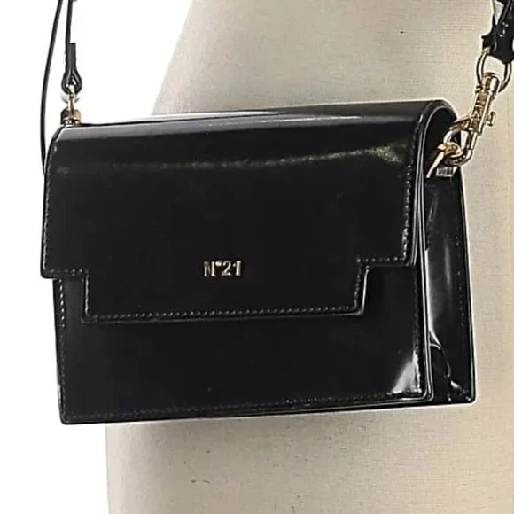 No. 21 Mini Baguette Small Logo Strap Crossbody Webbing Foldover Handbag Purse